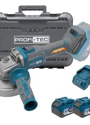 Мощная аккумуляторная угловая шлифмашина profi-tec ppga203 ultracore : с акб 2шт-20v 4.0ah, диск 125 мм (007640) mik26