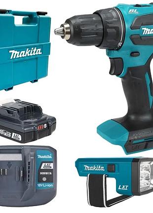 Професійний набір акумуляторного інструмента makita lxt basic (дриль-шурупокрут ddf490wv + ліхтар debdml186) mik26