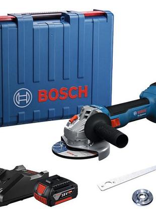 Профессиональная угловая шлифмашина аккумуляторная bosch gws 18v-8 : с акб 18v 4ah mik26