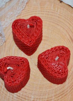 Медові свічки у формі серця з вощини2 фото