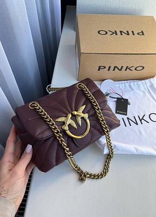 Pinko love bag puff buteterfly burgundy/gold бордовая бургунди сумочка бренд люкс пинко кожа