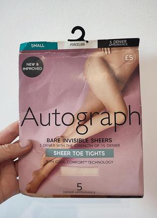 Колготки autograph от marks & spencer имеют ультра-тонкую текстуру 5 den с усилением прочности для использования с открытой обувью