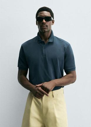 Футболка zara поло 19634 petrol blue