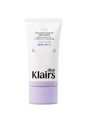 Сонцезахисна есенція з tone-up ефектом dear, klairs txa supple tone up sun essence, 50 мл