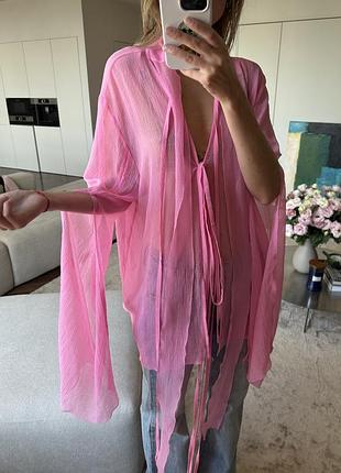 Sayya дизайнерська прозора блуза з довгими рукавами та зав’язками