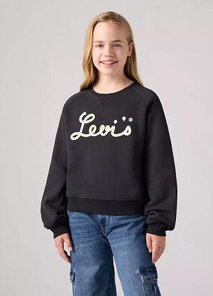 Толстовка на флісі для дівчаток з логотипом levi's чорний (085 pvu jet black (98 (3a))