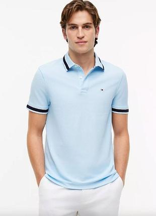 Поло мужское wicking regular fit tommy hilfiger.Цвет: rain dance.