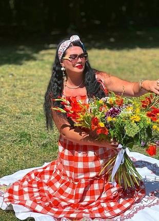 Сарафан макси женский в клетку