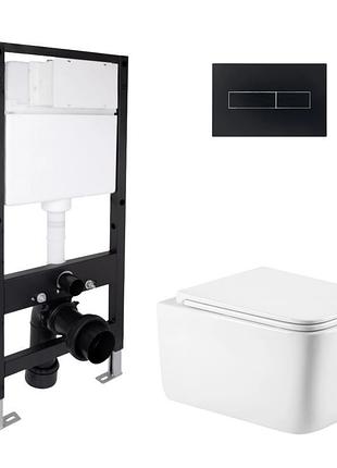 Комплект інсталяції q-tap standard&gemini кнопка чорна безобідковий унітаз q-tap з кришкою мікроліфт дюропласт 520x360x350