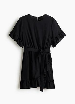 H&m divided чорна коротка бавовняна сукня