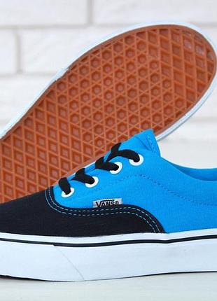 Кеды vans era черные с голубым (кеды ванс)