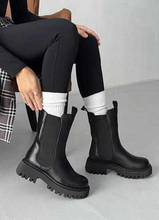 Зимові черевики челсі жіночі meideli чорний (d41 black (37 (24 см))