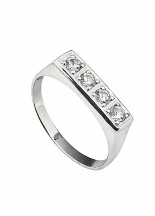 Серебряный перстень с белым кубическим цирконом