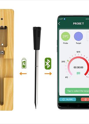Беспроводной цифровой bluetooth термометр щуп с управлением через телефон / термометр для мяса и гриля