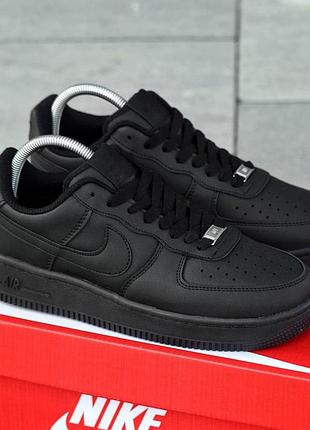 Мужские кроссовки nike air force 1 low черные брендовые кеды из кожи найк аир форс лоу кожаные кроссы на лето 43