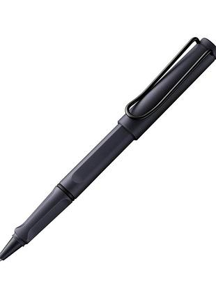 Ручка-роллер lamy safari стальная черная, стержень m63 1,0 мм синий (4032322)