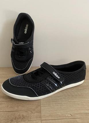 Жіночі кеди / балетки adidas neo 38.5 (24 см) / легкі кросівки на липучці чорні
