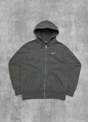 Зіпка nike оригінал сіра кофта з капюшоном найк чоловіче худі на блискавці толстовка