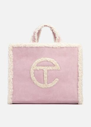Джинсова сумка-шоппер ugg x telfar medium shopper bag у ніжно-рожевому кольорі (baby pink).
