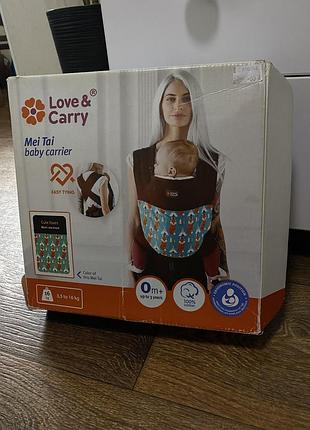 Ергорюкзак love&carry mei tai, 100% бавовна, 3,5–16 кг. дуже хороший стан, зручний і комфортний, коробка в комплекті.