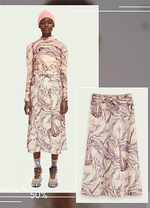Стильна спідниця в принт мармур maison scotch soda міді