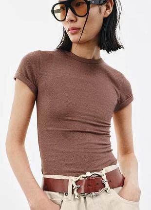 Футболка з льоном з домотканим ефектом zara розмір м