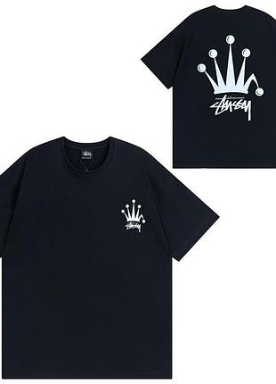 Футболка stussy the crown oversize колір чорний, розмір xl