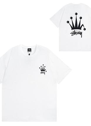 Футболка stussy the crown oversize колір білий, розмір xl