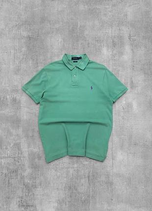 Поло polo ralph lauren оригінал м'ятне зелене футболка теніска ральф лорен з фіолетовим логотипом