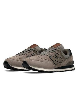 New balance 574 full suede brown black