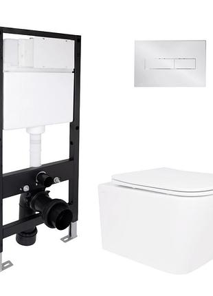 Комплект інсталяції q-tap standard&crow кнопка хром безобідковий унітаз q-tap з кришкою мікроліфт дюропласт 520x360x290