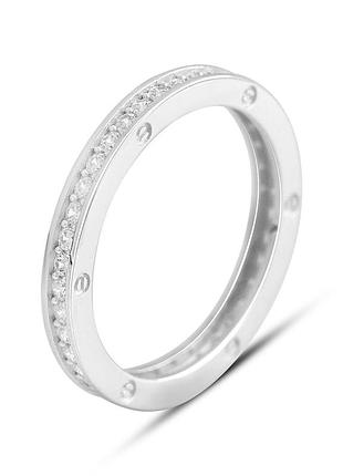 Золота каблучка з фіанітами 0.84ct, проба 585, розмір 18, біле золото