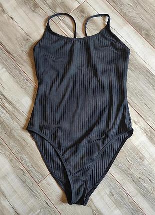 Черный слитный купальник primark в рубчик, размер m/l (eur 40)