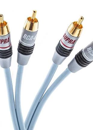 Межсторонний аудиокабель supra dual 2rca-2rca audio 1.5 м ice blue