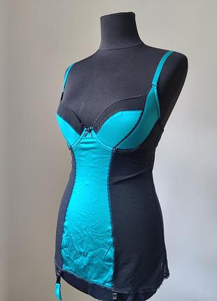 Пенюар с пажами для чулок ann summers 38 eur размер черный с голубым
