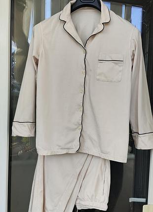 Оригинальная пижама uniqlo airism cotton pyjamas (рубашка + брюки) размер s
