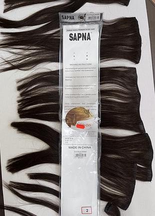 Набір волосся на заколках sapna clip-in 45 см 90 г nº2 dark 60% натуральне волосся та 40% термоволокно.