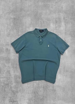 Поло polo ralph lauren оригінал бірюзове футболка теніска ральф лорен з білим логотипом