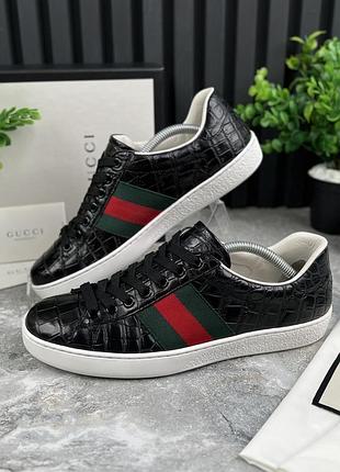 Gucci ace web sneakers crocodile жіночі кросівки оригінал шкіра крокодила 38.5 eur