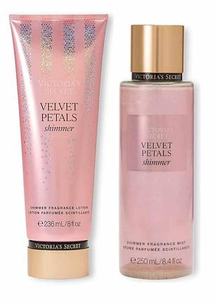 Парфюмированный набор для тела velvet petals shimmer от victoria’s secret