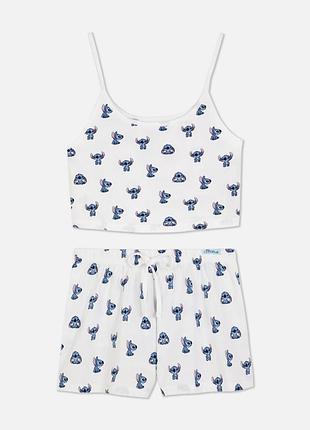 Пижамный комплект пижама шорты и топ стич primark