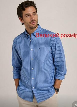 Tommy hilfiger брендова чоловіча сорочка, сорочка в смужку, сорочка великого розміру