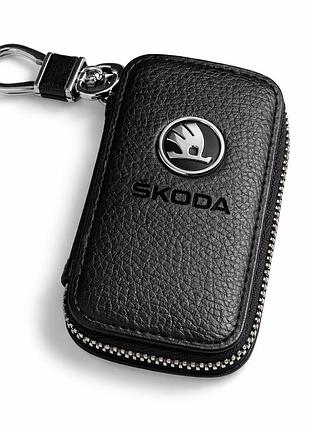 Чохол для ключів з карабіном skoda new (шкіра)