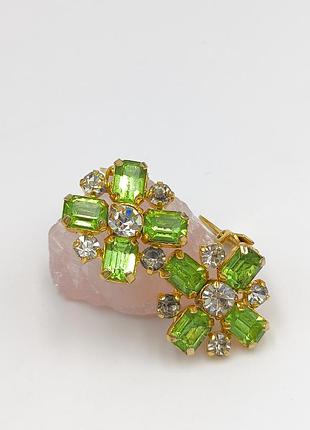 Серьги клипсы кристаллы винтаж чехословакия