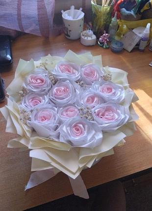 Букет з атласних стрічок 11 троянд🎀