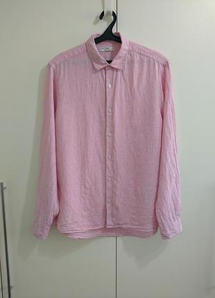 Рубашка f&amp;f льон 100% розовый цвет uniqlo massimo dutti stradivarius asos