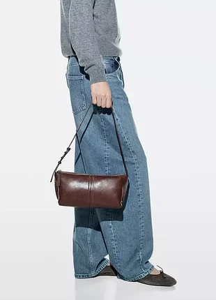Сумка на плече зі шкіри наппа massimo dutti