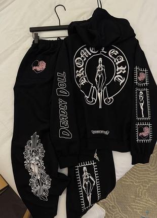 Костюм трійка chrome hearts deady doll  чорний