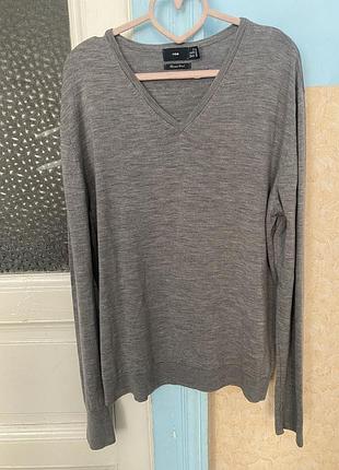 Свитер 100% шерсть мериноса h&m 50 хл мягкий тонкий мужской
