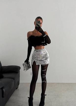 Спідниця міні срібна plt prettylittlething